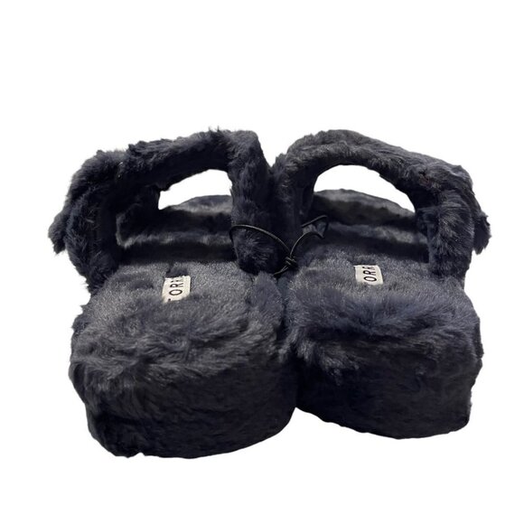 Torrid Women's New Navy Blue Double Band Faux Fur Slipper Sz 9.5 Extra Wide Widt - Picture 5 of 8